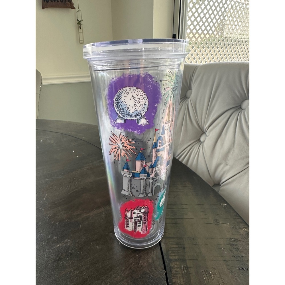 Starbucks Disney Parks Venti Tumbler 24oz Walt Disney World Icons Iridescent Cup